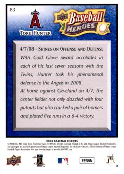 2008 Upper Deck Baseball Heroes - Navy Blue #83 Torii Hunter Back