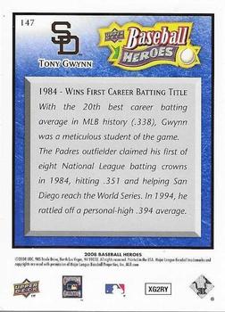2008 Upper Deck Baseball Heroes - Navy Blue #147 Tony Gwynn Back