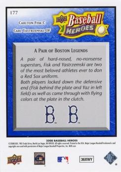 2008 Upper Deck Baseball Heroes - Navy Blue #177 Carlton Fisk / Carl Yastrzemski Back