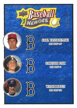 2008 Upper Deck Baseball Heroes - Navy Blue #187 Carl Yastrzemski / Carlton Fisk / Wade Boggs Front
