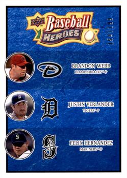 2008 Upper Deck Baseball Heroes - Navy Blue #194 Brandon Webb / Justin Verlander / Felix Hernandez Front