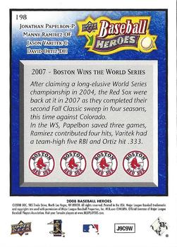 2008 Upper Deck Baseball Heroes - Navy Blue #198 Jonathan Papelbon / Manny Ramirez / Jason Varitek / David Ortiz Back