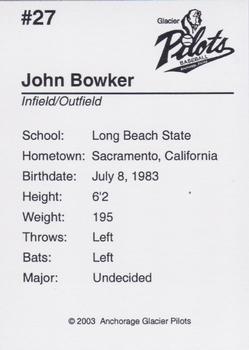 2003 Anchorage Glacier Pilots #NNO John Bowker Back
