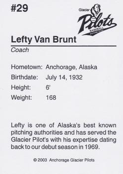 2003 Anchorage Glacier Pilots #NNO Lefty Van Brunt Back