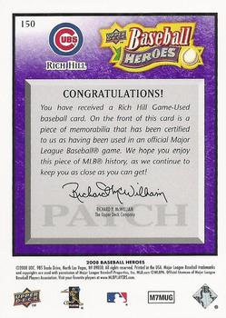 2008 Upper Deck Baseball Heroes - Patch Purple #150 Rich Hill Back