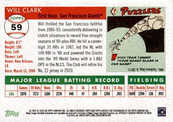 2020 Topps Archives - Purple #59 Will Clark Back