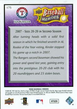 2008 Upper Deck Baseball Heroes - Purple #175 Ian Kinsler Back