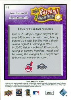 2008 Upper Deck Baseball Heroes - Purple #181 Eddie Murray / Prince Fielder Back