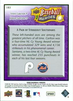 2008 Upper Deck Baseball Heroes - Purple #183 Steve Carlton / Johan Santana Back