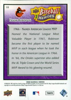 2008 Upper Deck Baseball Heroes - Purple #18 Frank Robinson Back
