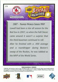 2008 Upper Deck Baseball Heroes - Purple #19 Mike Lowell Back
