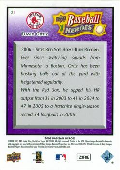 2008 Upper Deck Baseball Heroes - Purple #21 David Ortiz Back