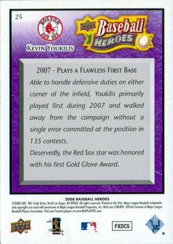 2008 Upper Deck Baseball Heroes - Purple #25 Kevin Youkilis Back