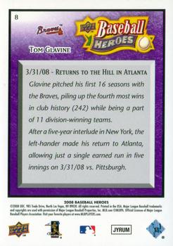 2008 Upper Deck Baseball Heroes - Purple #8 Tom Glavine Back