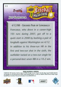 2008 Upper Deck Baseball Heroes - Purple #11 Jeff Francoeur Back