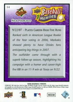 2008 Upper Deck Baseball Heroes - Purple #14 Nick Markakis Back