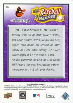 2008 Upper Deck Baseball Heroes - Purple #16 Cal Ripken Jr. Back