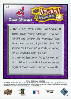 2008 Upper Deck Baseball Heroes - Purple #52 Victor Martinez Back
