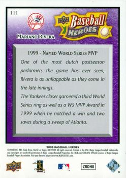 2008 Upper Deck Baseball Heroes - Purple #111 Mariano Rivera Back