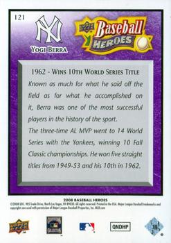 2008 Upper Deck Baseball Heroes - Purple #121 Yogi Berra Back