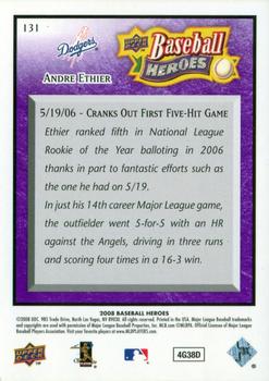 2008 Upper Deck Baseball Heroes - Purple #131 Andre Ethier Back