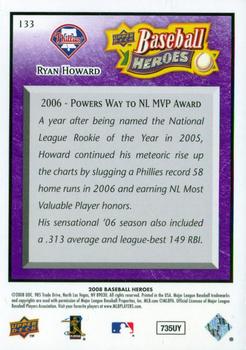 2008 Upper Deck Baseball Heroes - Purple #133 Ryan Howard Back