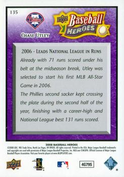 2008 Upper Deck Baseball Heroes - Purple #135 Chase Utley Back