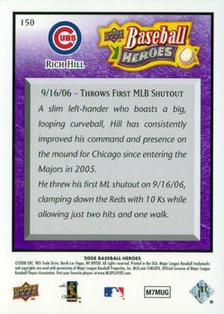2008 Upper Deck Baseball Heroes - Purple #150 Rich Hill Back