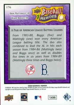 2008 Upper Deck Baseball Heroes - Purple #176 Don Mattingly / Wade Boggs Back