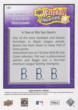 2008 Upper Deck Baseball Heroes - Purple #187 Carl Yastrzemski / Carlton Fisk / Wade Boggs Back