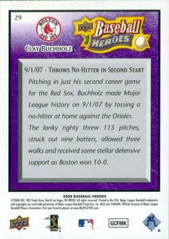 2008 Upper Deck Baseball Heroes - Purple #29 Clay Buchholz Back