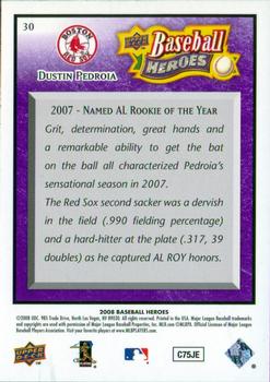 2008 Upper Deck Baseball Heroes - Purple #30 Dustin Pedroia Back
