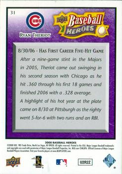 2008 Upper Deck Baseball Heroes - Purple #31 Ryan Theriot Back
