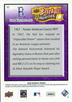 2008 Upper Deck Baseball Heroes - Purple #33 Carl Yastrzemski Back