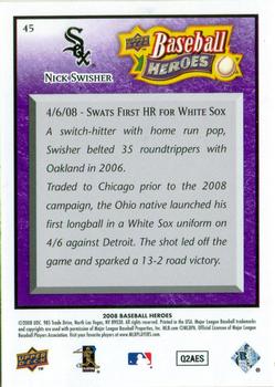 2008 Upper Deck Baseball Heroes - Purple #45 Nick Swisher Back