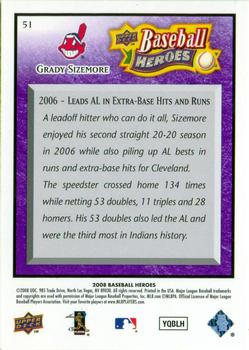 2008 Upper Deck Baseball Heroes - Purple #51 Grady Sizemore Back