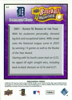2008 Upper Deck Baseball Heroes - Purple #61 Dontrelle Willis Back