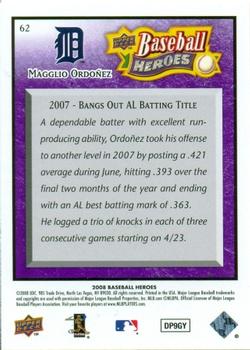 2008 Upper Deck Baseball Heroes - Purple #62 Magglio Ordonez Back