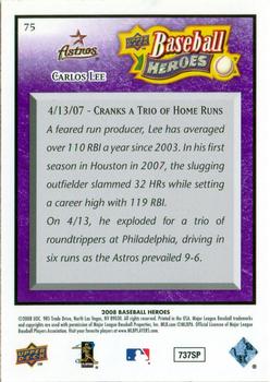 2008 Upper Deck Baseball Heroes - Purple #75 Carlos Lee Back