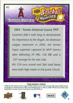 2008 Upper Deck Baseball Heroes - Purple #82 Vladimir Guerrero Back