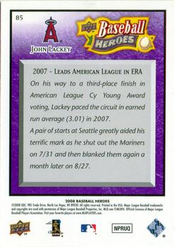 2008 Upper Deck Baseball Heroes - Purple #85 John Lackey Back
