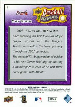 2008 Upper Deck Baseball Heroes - Purple #9 Mark Teixeira Back