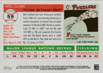 2020 Topps Archives - Silver #59 Will Clark Back