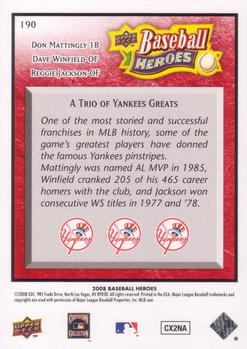 2008 Upper Deck Baseball Heroes - Red #190 Don Mattingly / Dave Winfield / Reggie Jackson Back