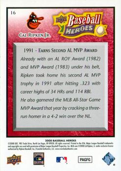 2008 Upper Deck Baseball Heroes - Red #16 Cal Ripken Jr. Back