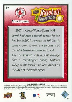 2008 Upper Deck Baseball Heroes - Red #19 Mike Lowell Back
