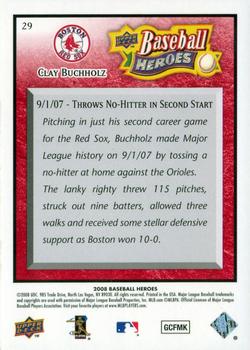 2008 Upper Deck Baseball Heroes - Red #29 Clay Buchholz Back