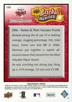 2008 Upper Deck Baseball Heroes - Red #100 Justin Morneau Back