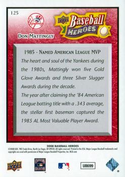 2008 Upper Deck Baseball Heroes - Red #125 Don Mattingly Back