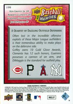 2008 Upper Deck Baseball Heroes - Red #199 Ken Griffey Jr. / Roberto Clemente / Vladimir Guerrero / Joe DiMaggio Back